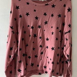 Z Supply pink and black starred sweater